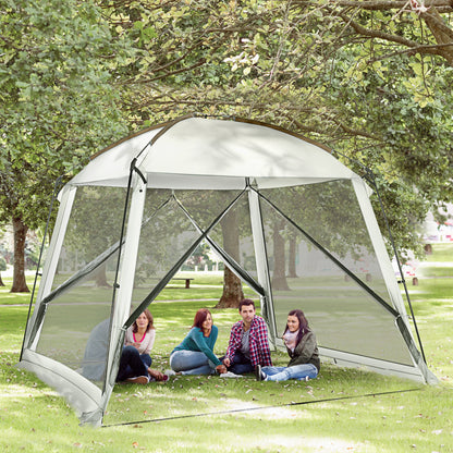 Outsunny Carpa De Jardín 3x3 M Para 6-8 Personas Con 4 Mosquiteras Y 2 Puertas_1