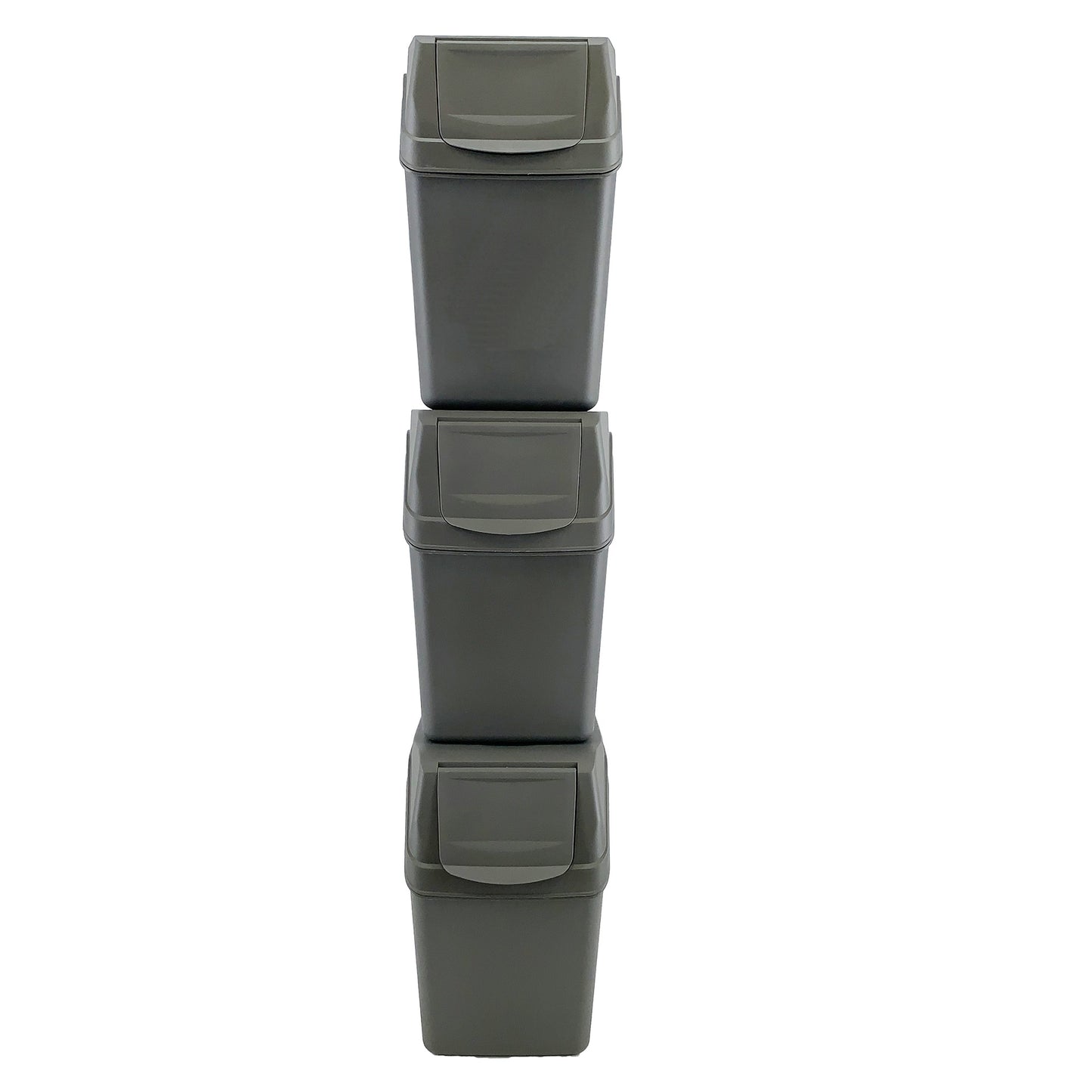 Set De 3 Cubos De Basura Keden Sortibox Para Reciclado, Gris, Volumen 3x25l_1