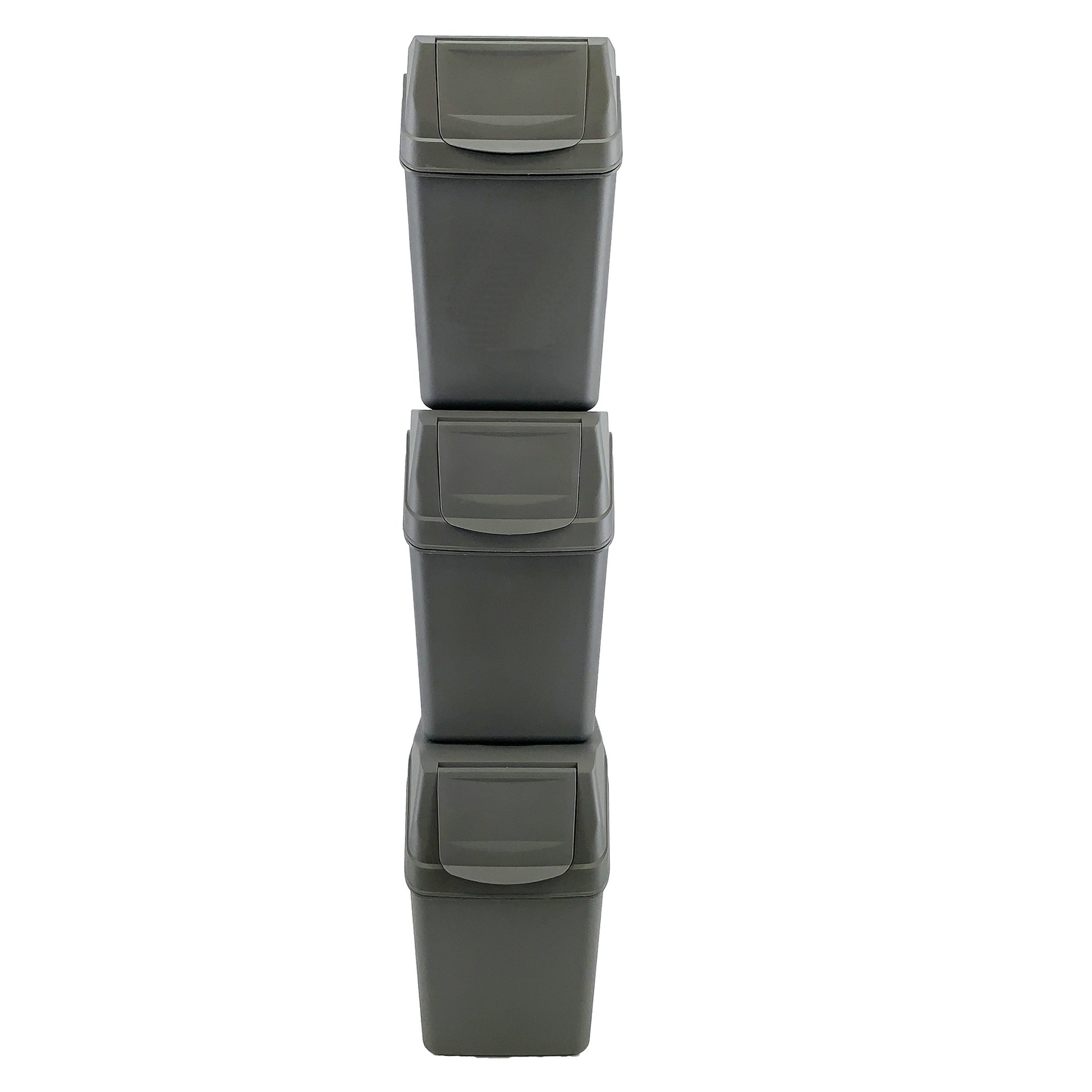 Set De 3 Cubos De Basura Keden Sortibox Para Reciclado, Gris, Volumen 3x25l_1