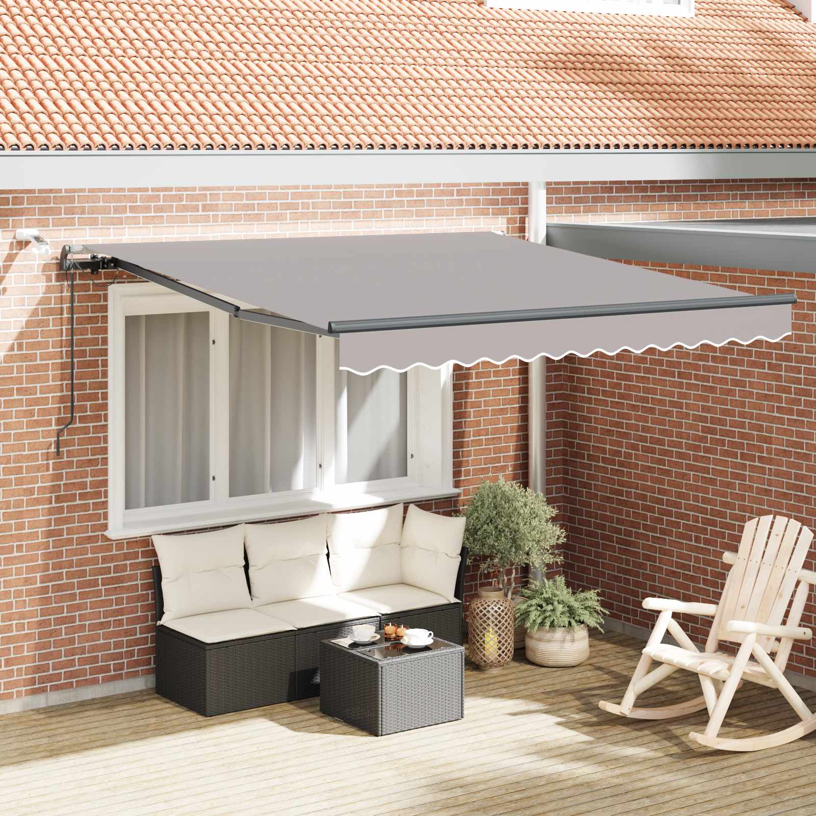 Toldo Retráctil Gris Claro 350 X 250 Cm Poliéster_1