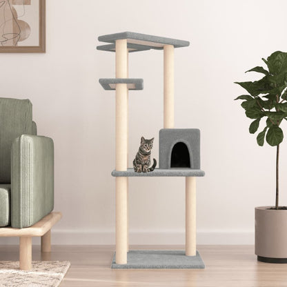 Vidaxl Rascador Para Gatos Con Postes De Sisal Gris Claro 123 Cm_1