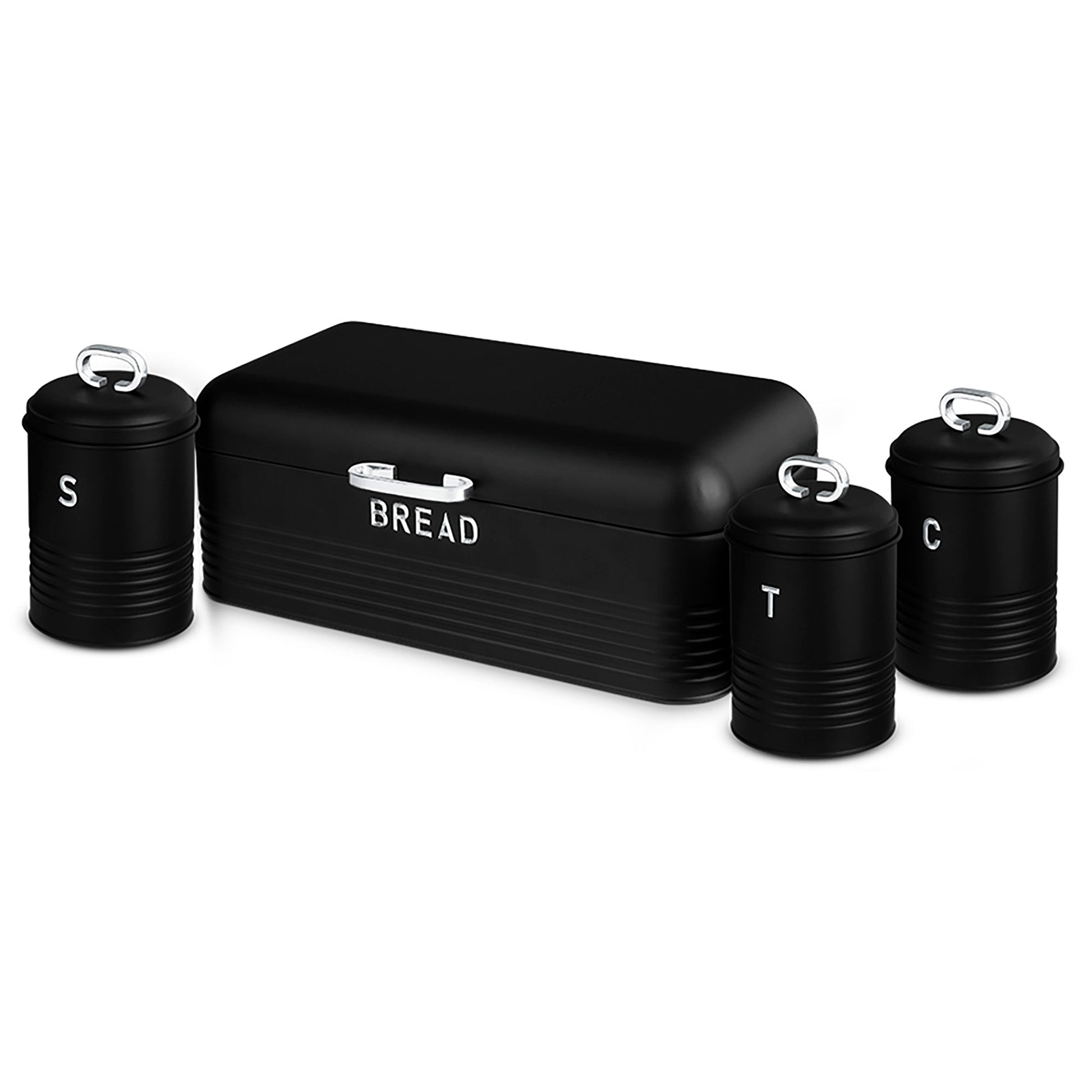 Panera De Mesa +juego 3 Botes Cocina Almacenaje Acero Inoxidable Contenedor De Pan  Con Tapa Berlinger Haus Black Silver, Acero Inoxidable / Negro