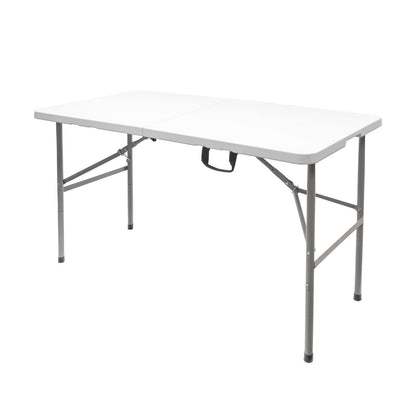 Mesa Plegable Rectangular Hdpe Multifuncional, Portatil, Resistente,multiusos 122x61x74 Cm. Color Blanco_0
