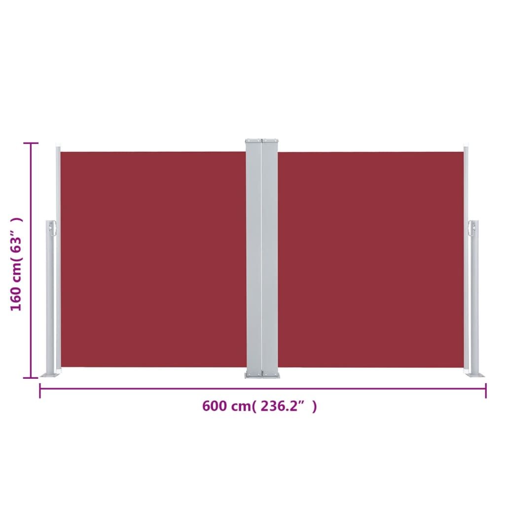 Vidaxl Toldo Lateral Retráctil Rojo 160x600 Cm_2