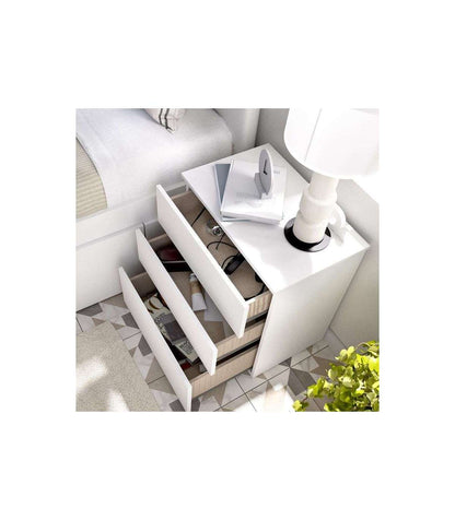 Mesita De Noche Rus Con 3 Cajones En Blanco, 58 Cm(alto)52 Cm(ancho)34 Cm(fondo)_1