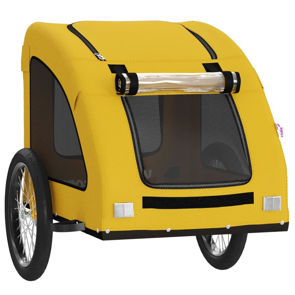 Vidaxl Remolque De Bicicleta Mascotas Hierro Tela Oxford Amarillo_4