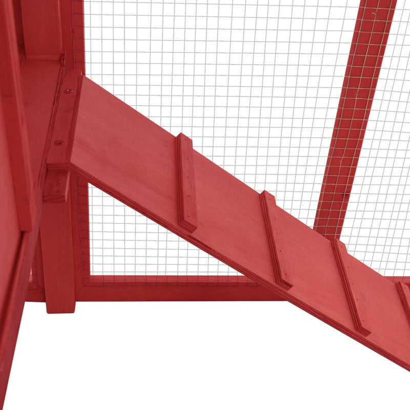 Vidaxl Gallinero Con Ponedero Madera Maciza Abeto Rojo Y Blanco_5