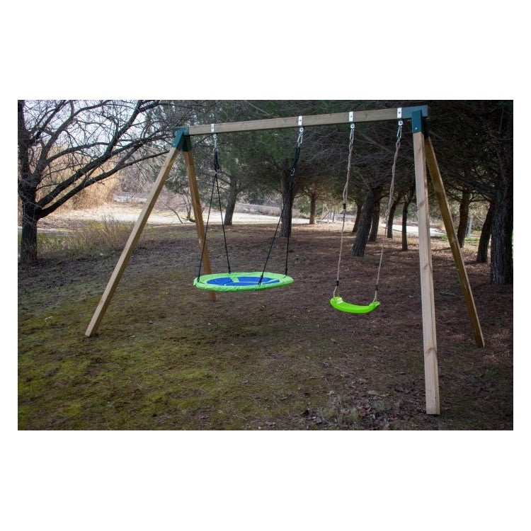 Columpio Triple De Madera Cuadrada Masgames Akina Xl.