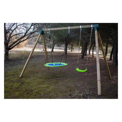 Columpio Triple De Madera Cuadrada Masgames Akina Xl.