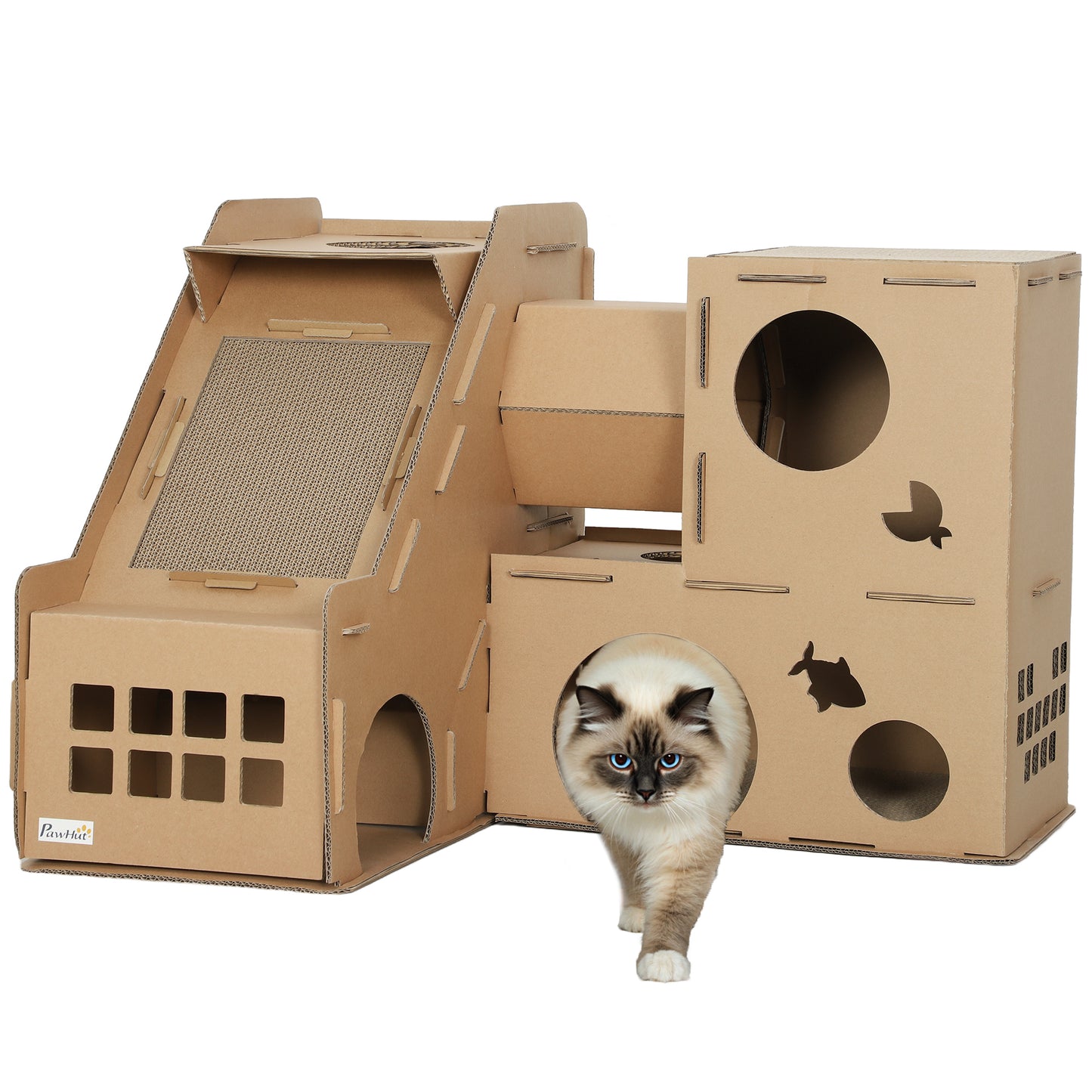 Pawhut Casa Para Gatos De Cartón_0