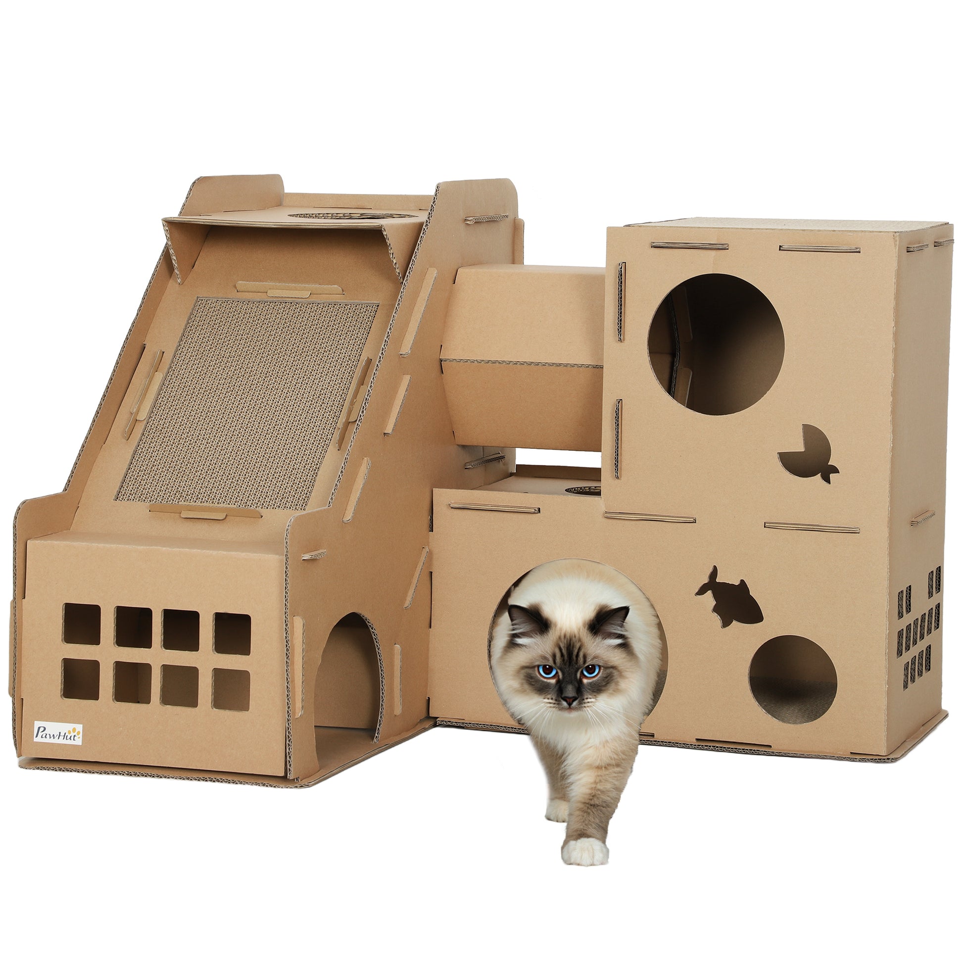 Pawhut Casa Para Gatos De Cartón_0