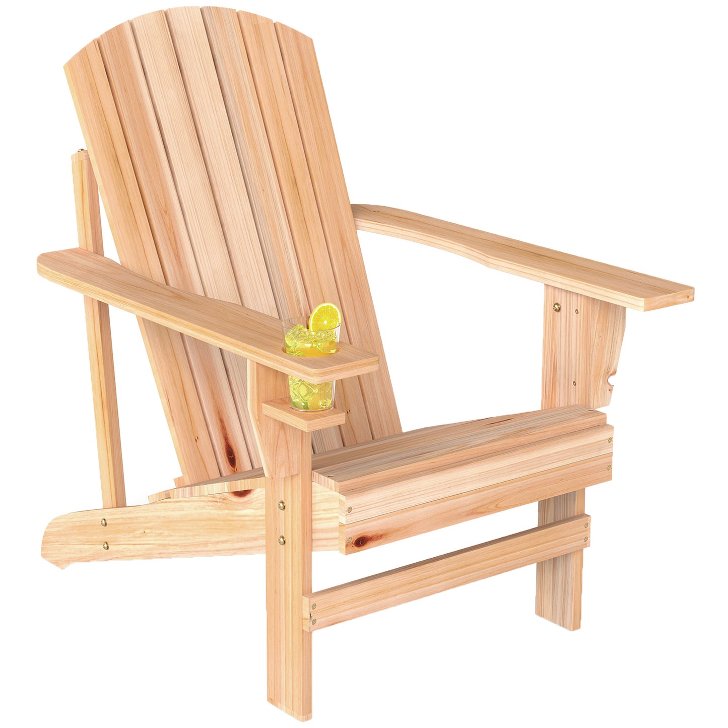 Outsunny Silla Adirondack Jardín De Madera Con Reposabrazos 72x95x93 Cm Natural_0