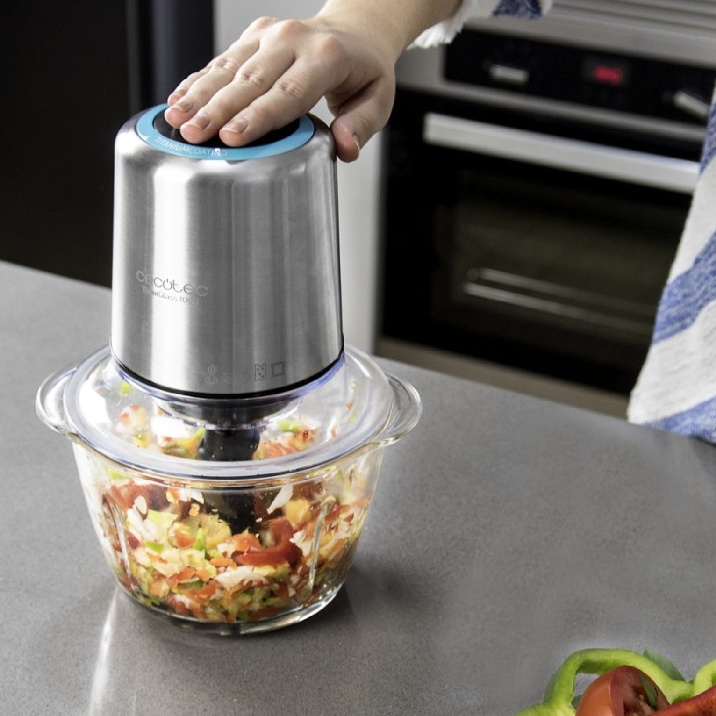 Cecotec Picadora Eléctrica De Carne Y Verduras Titanglass. 400 W 4 Cuchillas De Titanio Bol De Cristal De 1 L De Capacid_3