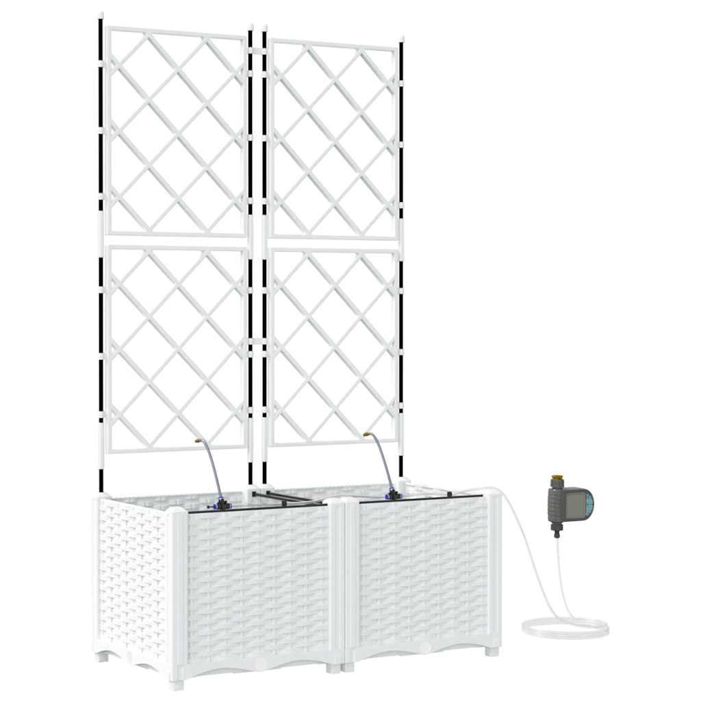 Vidaxl Jardineras Blanco 80 X 40 X 142 Cm Acero_0
