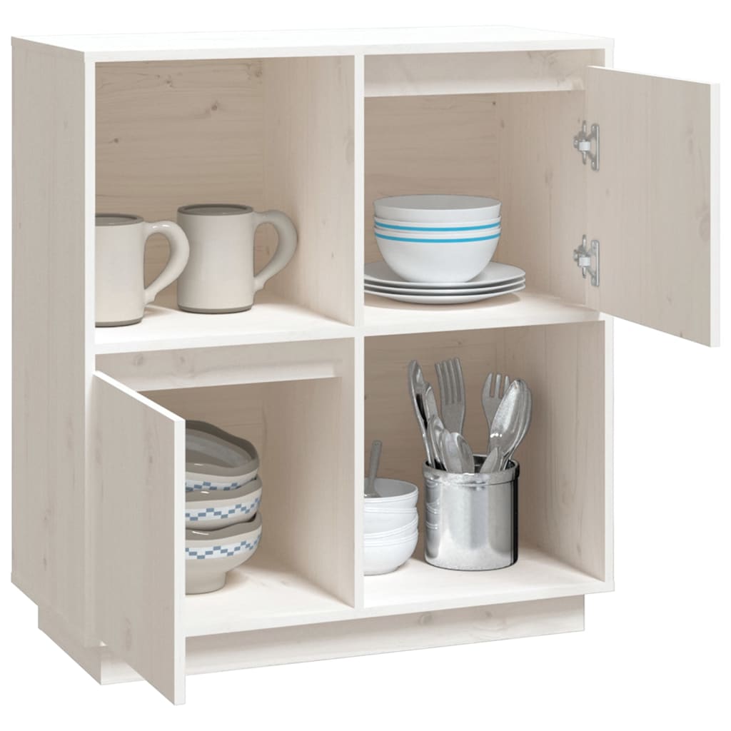 Aparador De Madera Maciza De Pino Blanco 74x35x80 Cm / Vetonek_3