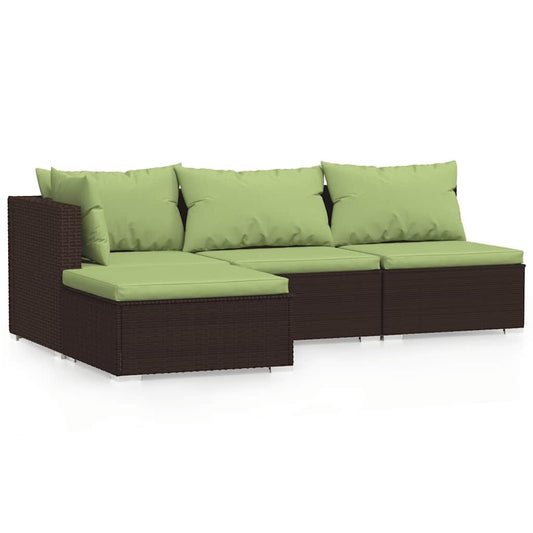 Vidaxl Set Muebles De Jardín 4 Piezas Y Cojines Ratán Sintético Marrón_0