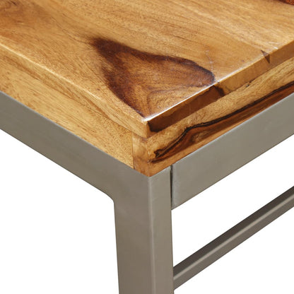 Mesa De Comedor De Madera Maciza De Sheesham Y Acero 180 Cm_3