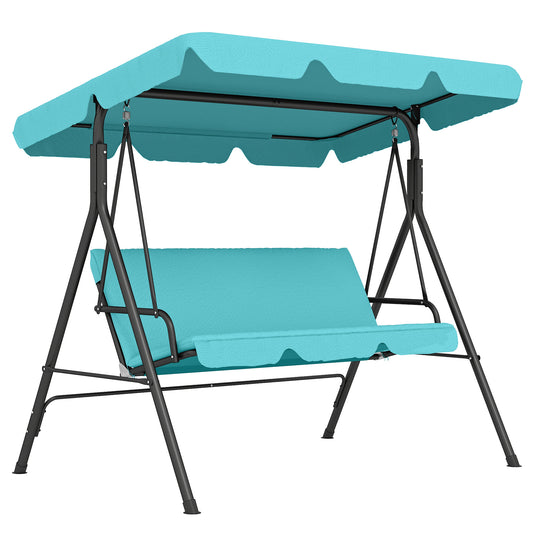 Outsunny Columpio De Jardín 3 Plazas Techo Ajustable 172x110x153cm Verde Azulado_0