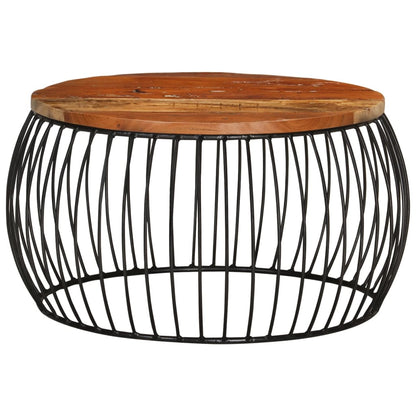 Mesa De Centro De Madera Maciza Reciclada Ø68 Cm_0