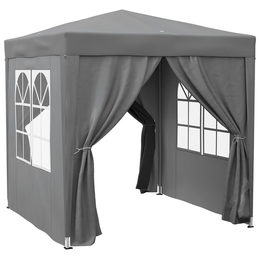 Outsunny Carpa Plegable 2x2m Pop-up Con 4 Paredes Y Bolsa De Transporte Gris_0