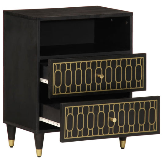 Mesita De Noche Madera Maciza De Mango 50x33x60 Cm_0