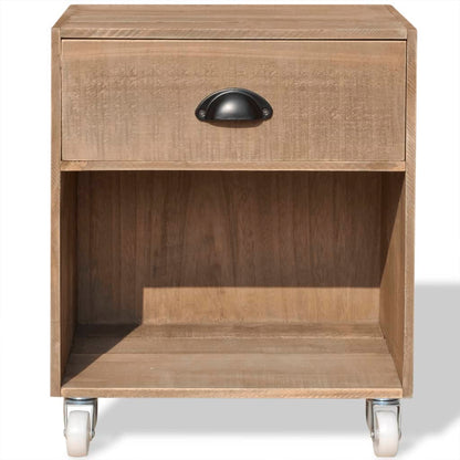 Mesita De Noche Marrón Madera Maciza_1