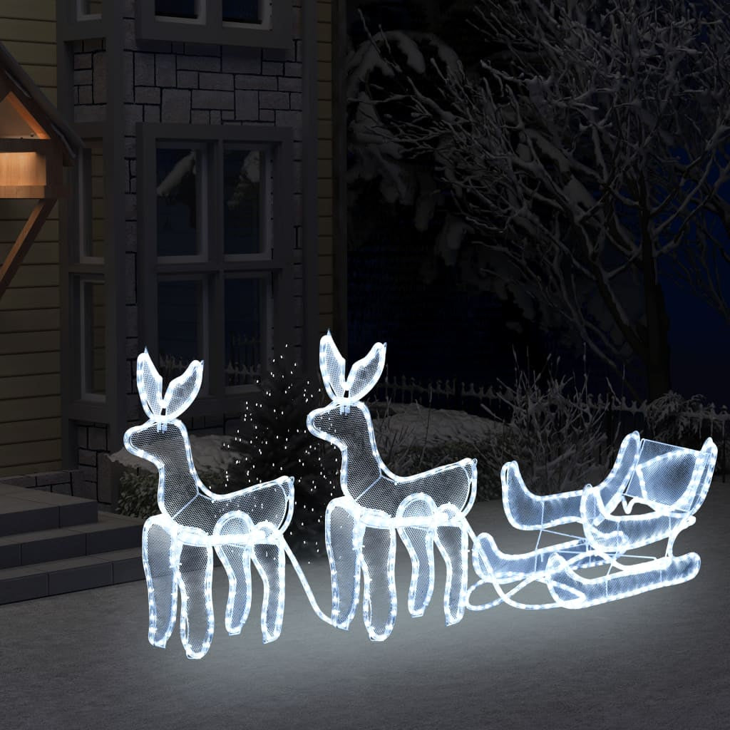 Vidaxl Renos Y Trineo De Navidad Con Malla 648 Led_1