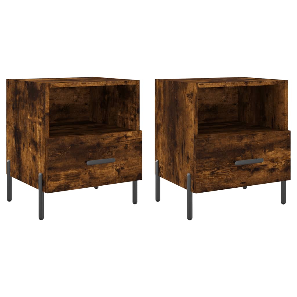 Mesita Noche 2 Uds Madera Ingeniería Roble Ahumado 40x35x47,5cm_0