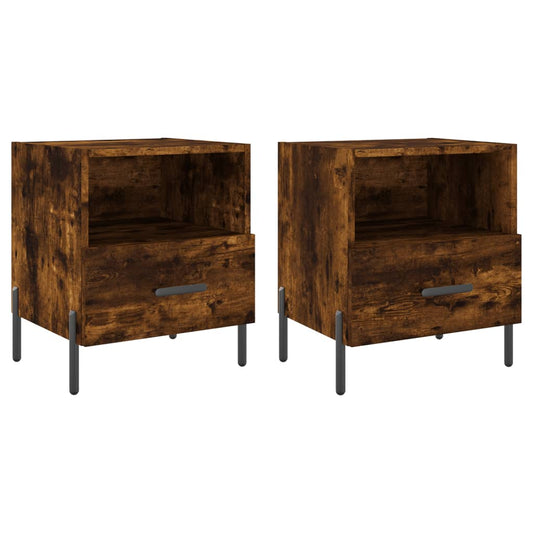 Mesita Noche 2 Uds Madera Ingeniería Roble Ahumado 40x35x47,5cm_0