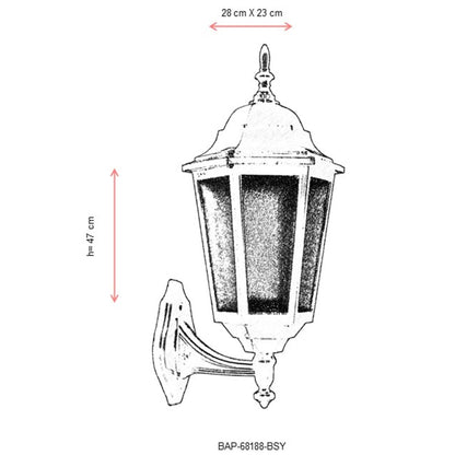 Aplique De Pared Para Exterior, Abs , Negro, 28x23x47, Casquillo E 27 Max 60 W_2