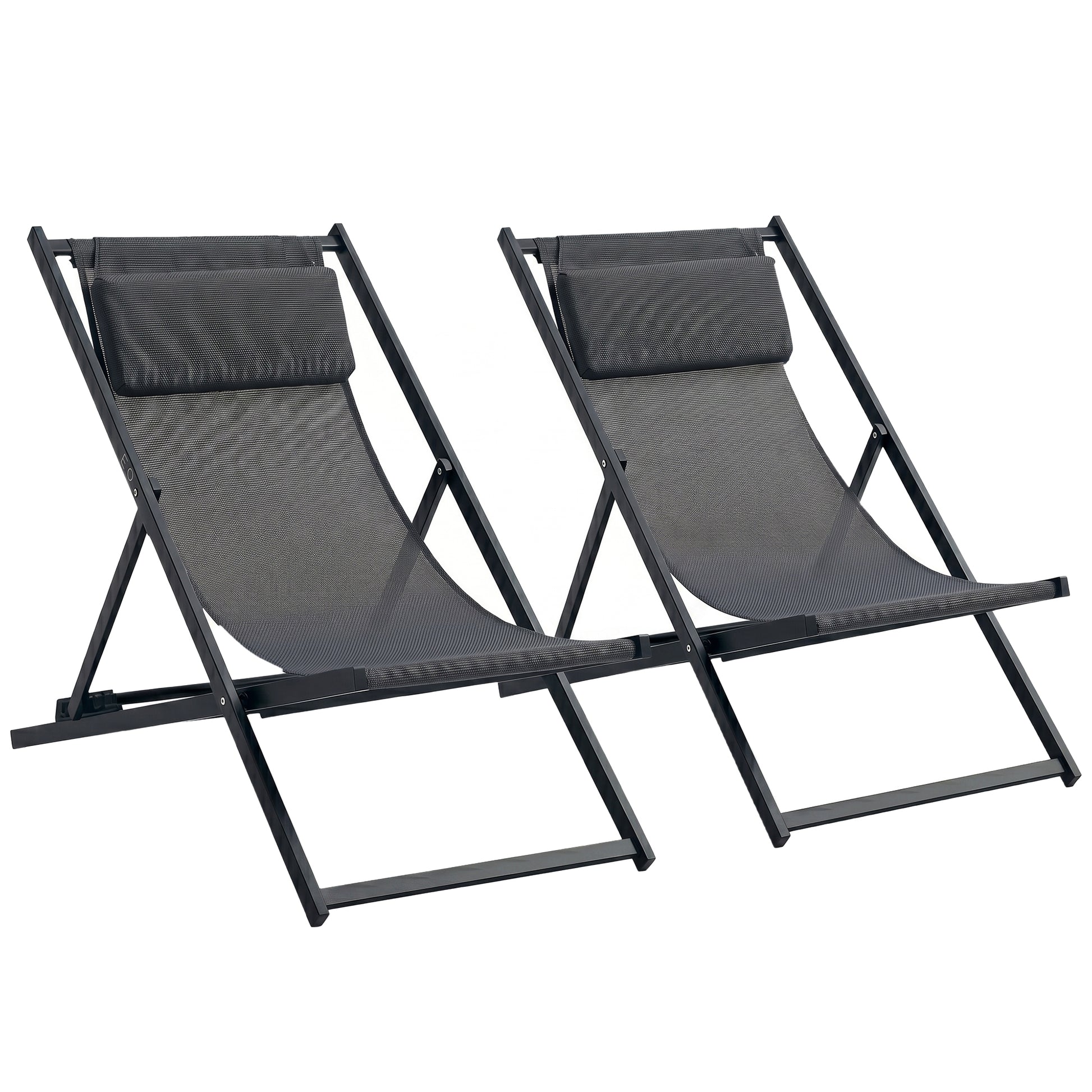 Outsunny Conjunto De 2 Tumbonas Plegables De Aluminio 58x96,5x91,5 Cm Gris_0