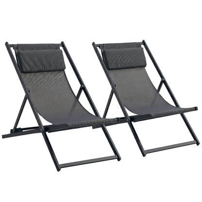 Outsunny Conjunto De 2 Tumbonas Plegables De Aluminio 58x96,5x91,5 Cm Gris_0
