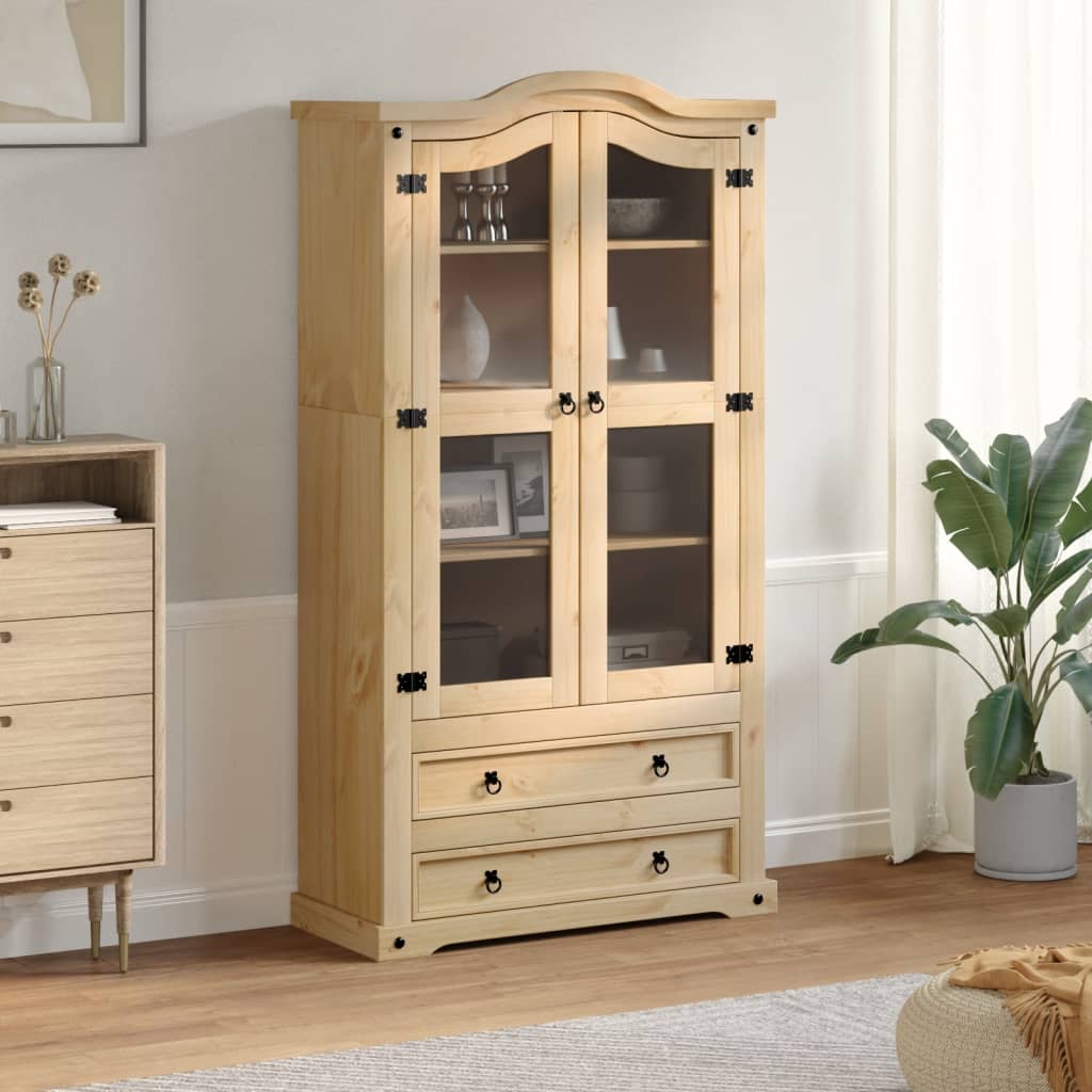 Armario Con Vitrina Corona Madera Maciza Pino 99x43x187 Cm / Vetonek_1