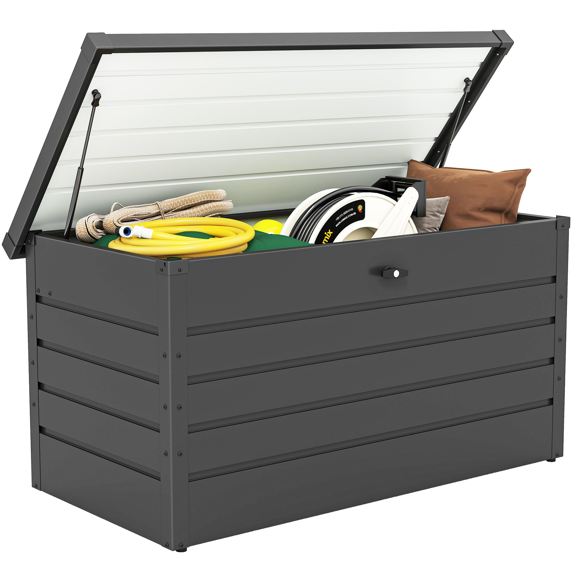 Outsunny Arcón Exterior 311l De Acero Con Cerradura Pistones Neumáticos Gris_0