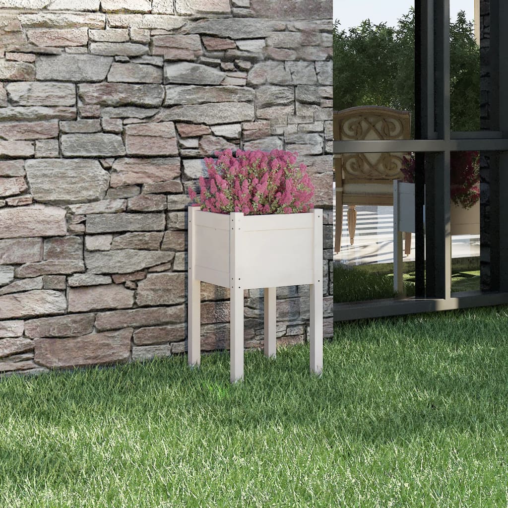 Jardinera De Madera Maciza De Pino Blanco 40x40x70 Cm_1