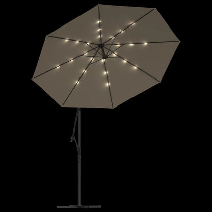 Sombrilla Voladiza Con Luces Led Y Poste Acero Taupe 300 Cm_3