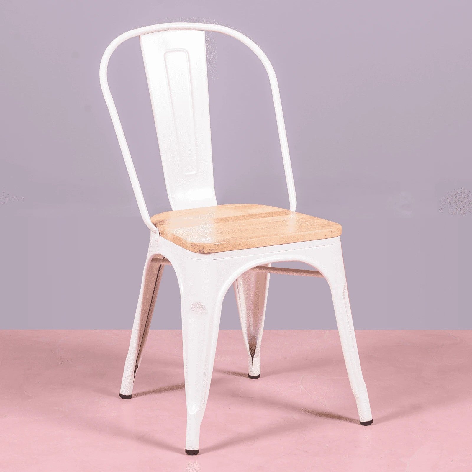 Silla Metálica Con Asiento De Madera De Olmo - Bistro_0