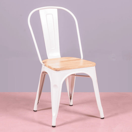 Silla Metálica Con Asiento De Madera De Olmo - Bistro_0