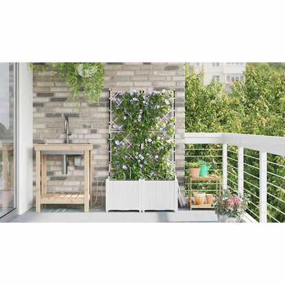Macetero De Jardín 2 Uds. Blanco 80 X 40 X 142 Cm Pp_3