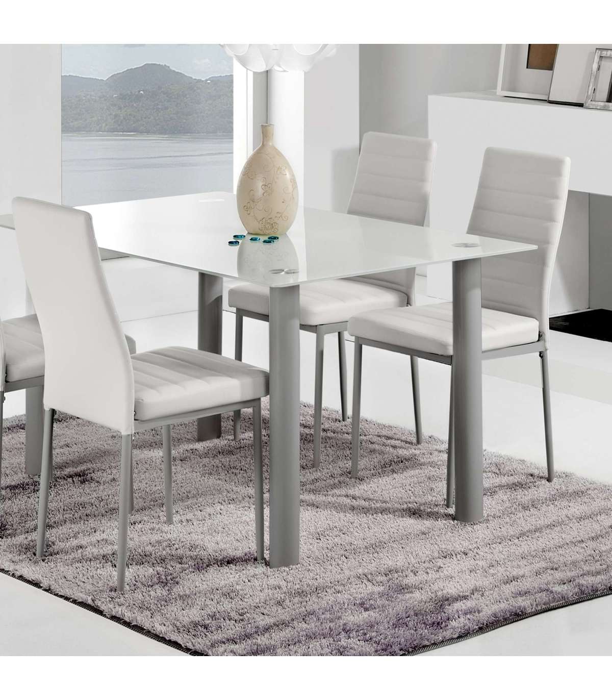 Pack De 4 Sillas Md-galera Tapizadas En Tejido Pu Blanco, 93cm(alto) 43cm(ancho) 42.5cm(la_2