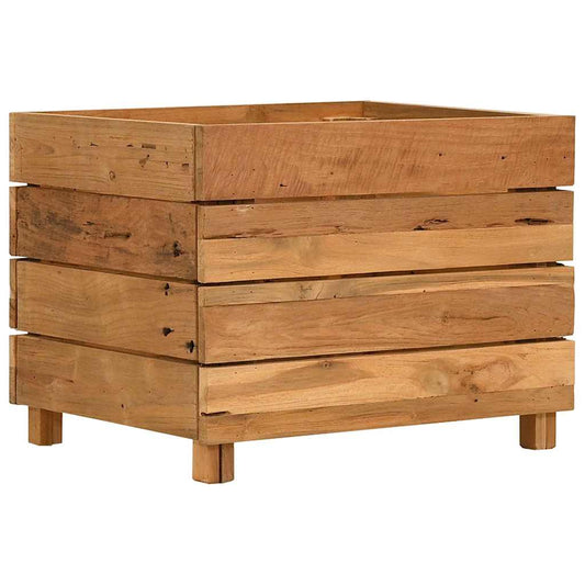 Arriate Elevado Madera De Teca Reciclada Y Acero 50x40x38 Cm_0