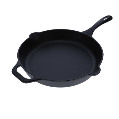 Victoria Sartén Hierro Fundido Esmaltado Inducción 25cm, Apta Fuego, Barbacoa, Horno Cast Iron Skillet, 36270, Negro_0