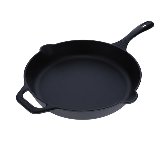 Victoria Sartén Hierro Fundido Esmaltado Inducción 30cm, Apta Fuego, Barbacoa, Horno Cast Iron Skillet, 33644, Negro_0