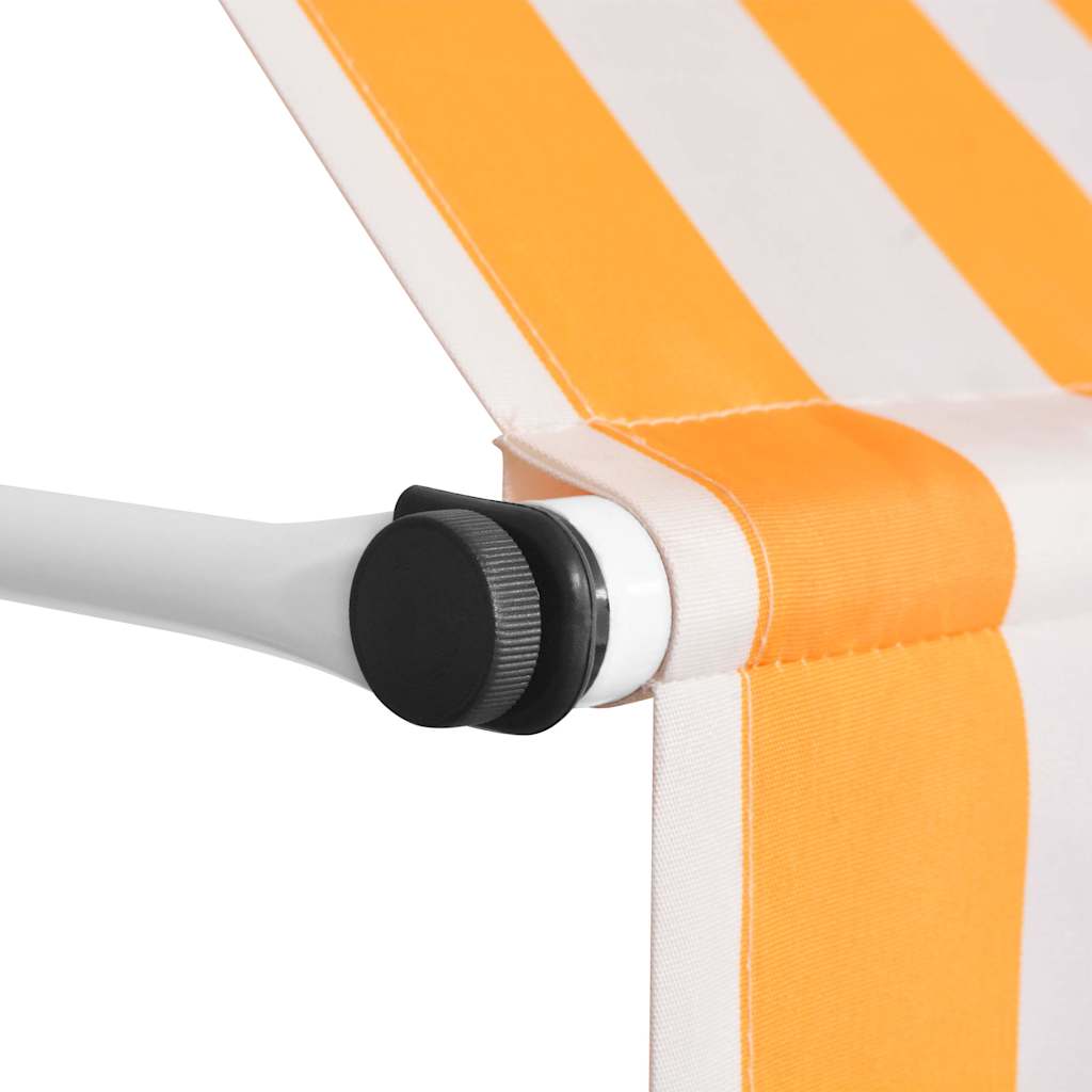 Toldo Manual Retráctil 150 Cm Naranja Y Blanco A Rayas_2
