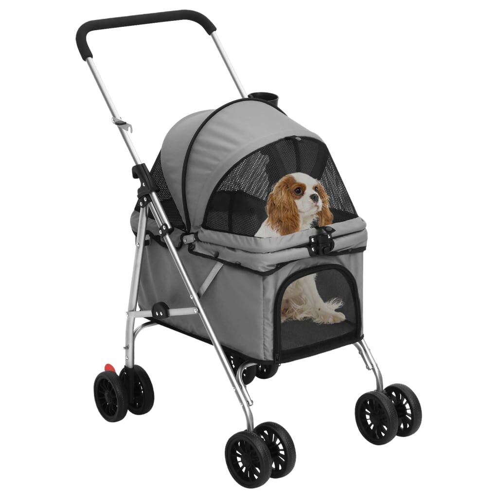 Vidaxl Cochecito Para Perros Plegable Tela Oxford Gris 76x50x100 Cm_1