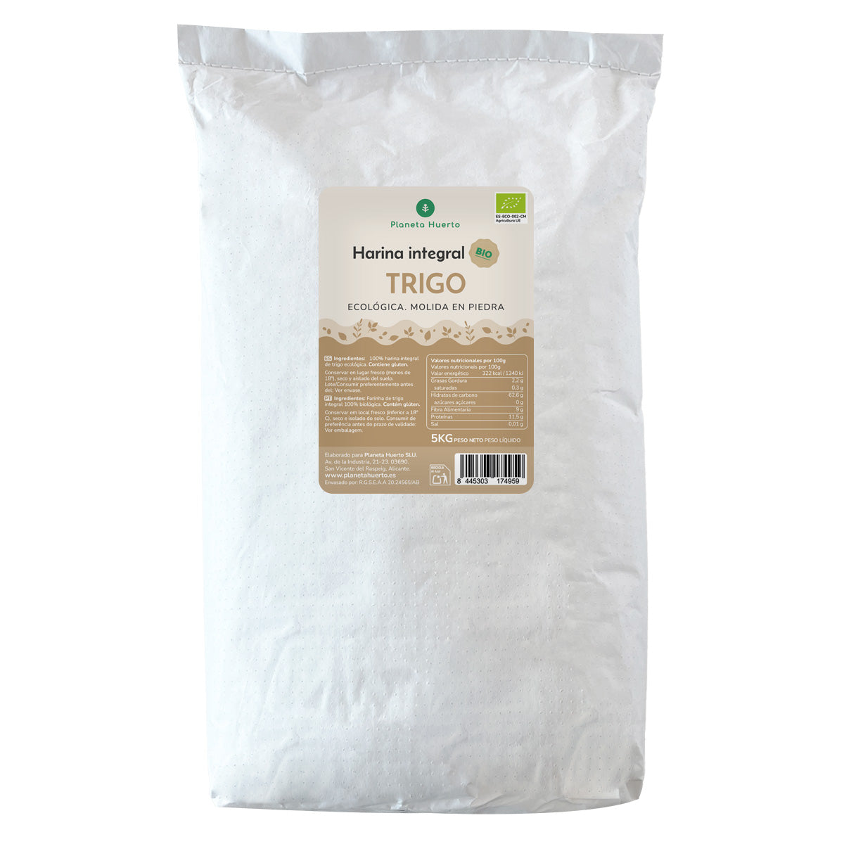 Harina Integral de Trigo Eco Planeta Huerto 5 Kg