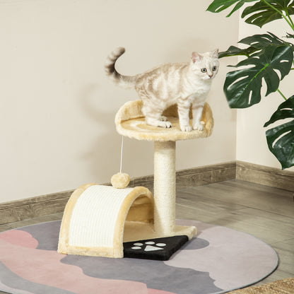 Pawhut Árbol Rascador Para Gatos 2 Niveles Con Poste Tablero Para Rascar Beige_1