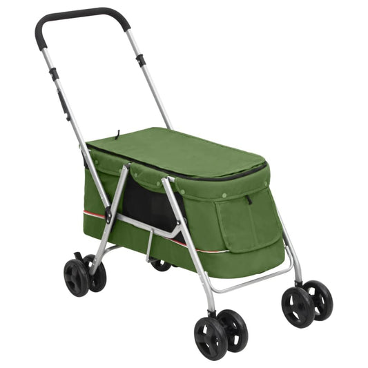 Vidaxl Cochecito Para Perros Plegable Tela Lino Verde 100x49x96 Cm_0