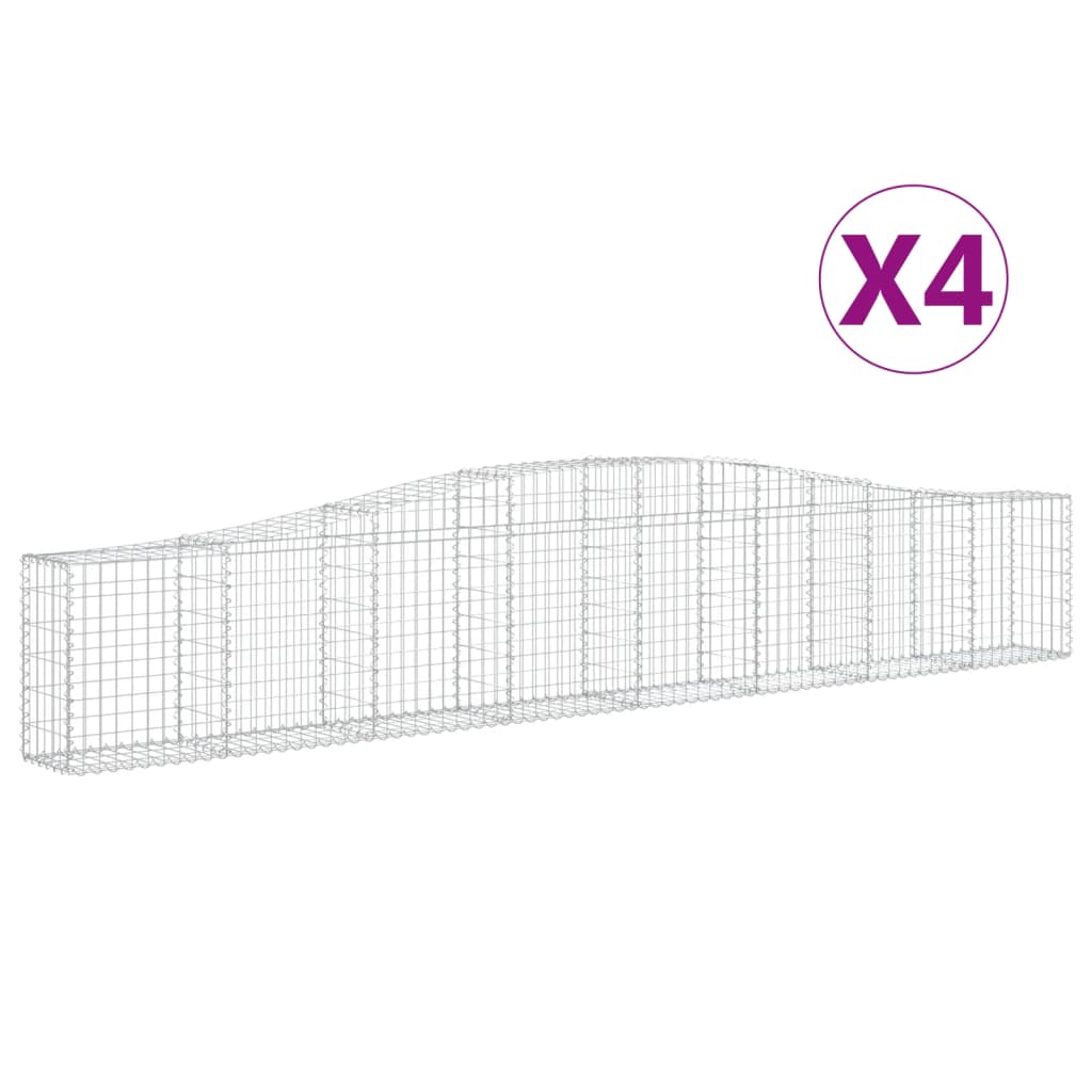 Cestas De Gaviones 4 Uds Forma De Arco Hierro 400x30x60/80 Cm_0