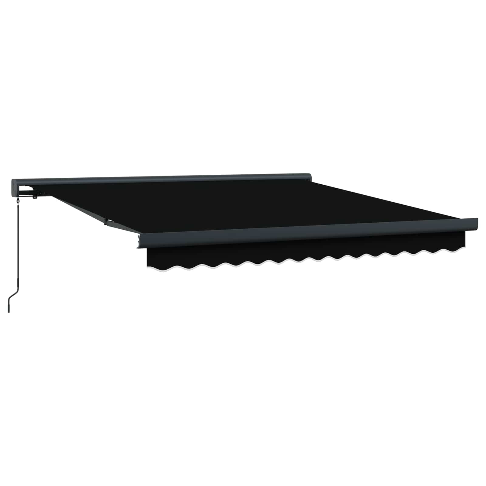 Toldo Retráctil Negro 350 X 250 Cm Lona Y Aluminio_0